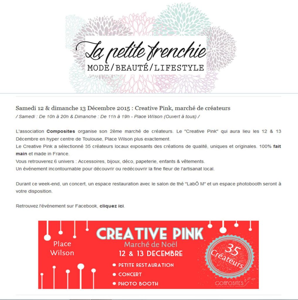 Créative Pink est dans le blog de la Petite Frenchie !
