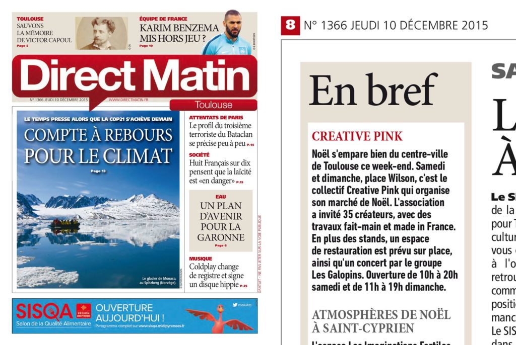 Créative Pink est dans Direct Matin dans la rubrique en Bref !